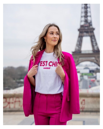 Gossip T-SHIRT C'EST CHIC WIT/ROZE