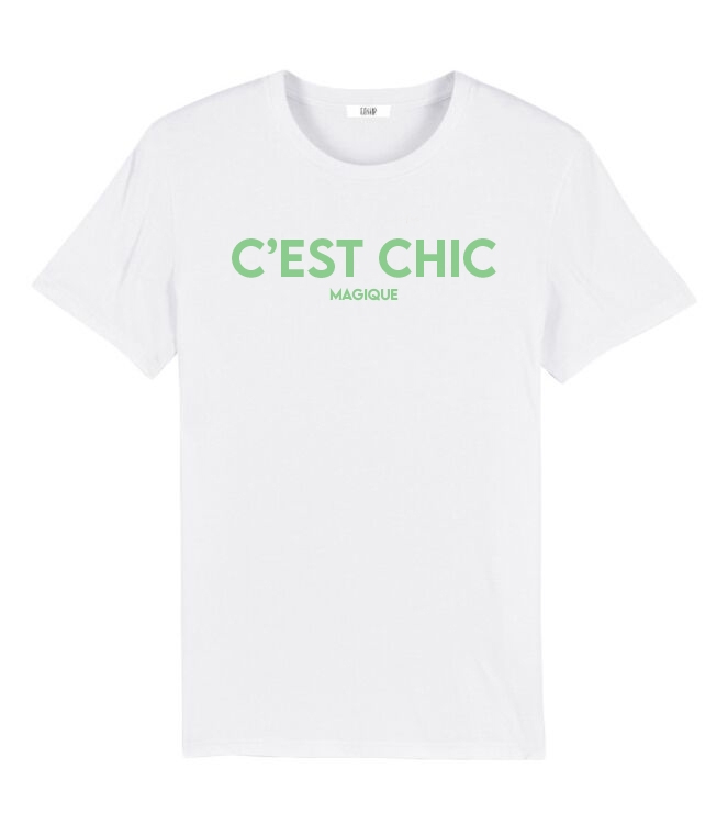 T-SHIRT C'EST CHIC WIT/GROEN