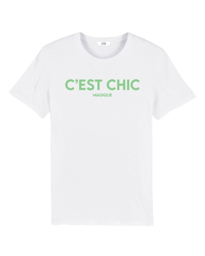 T-SHIRT C'EST CHIC WIT/GROEN