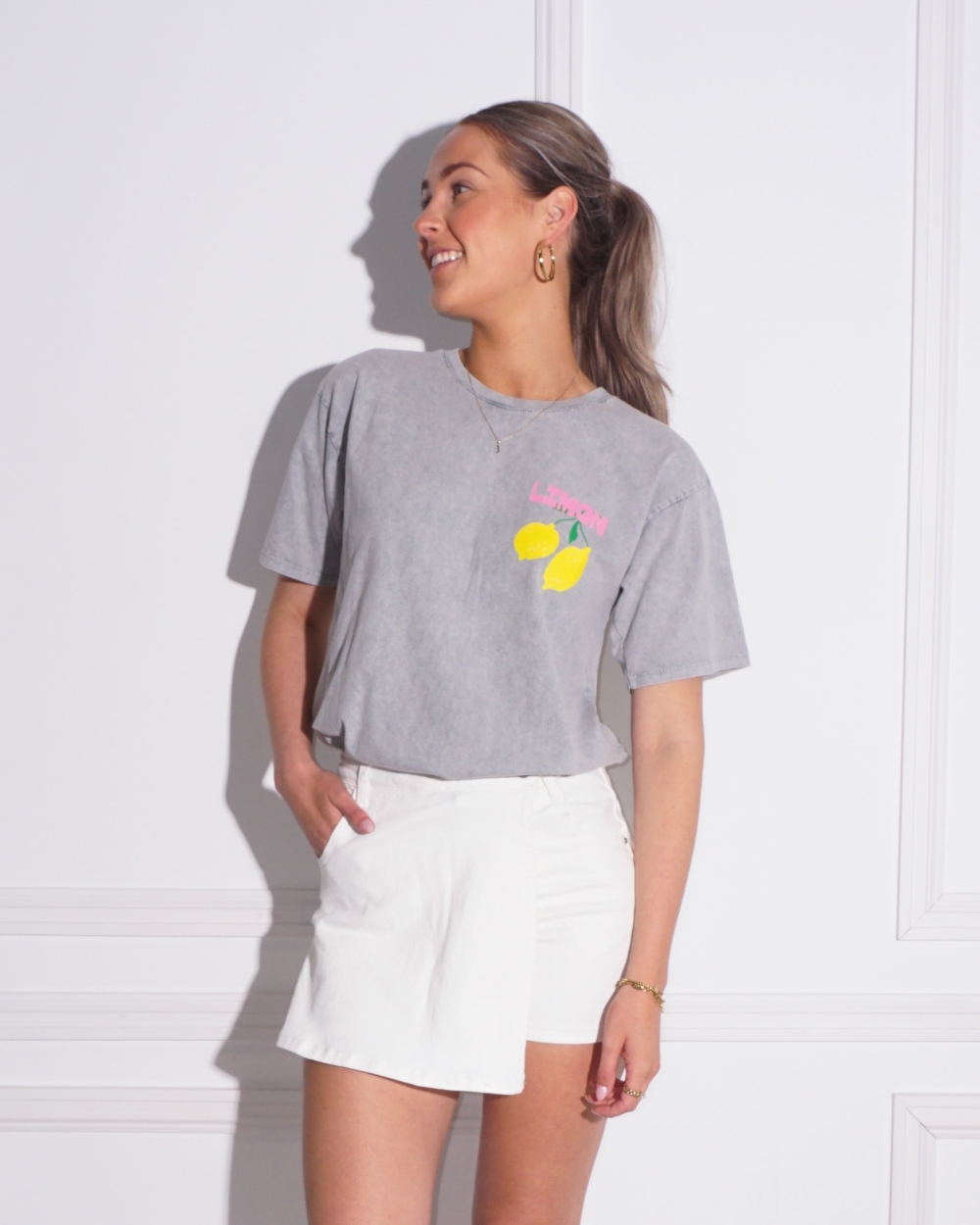 T-SHIRT LIMONCELLO GRIJS