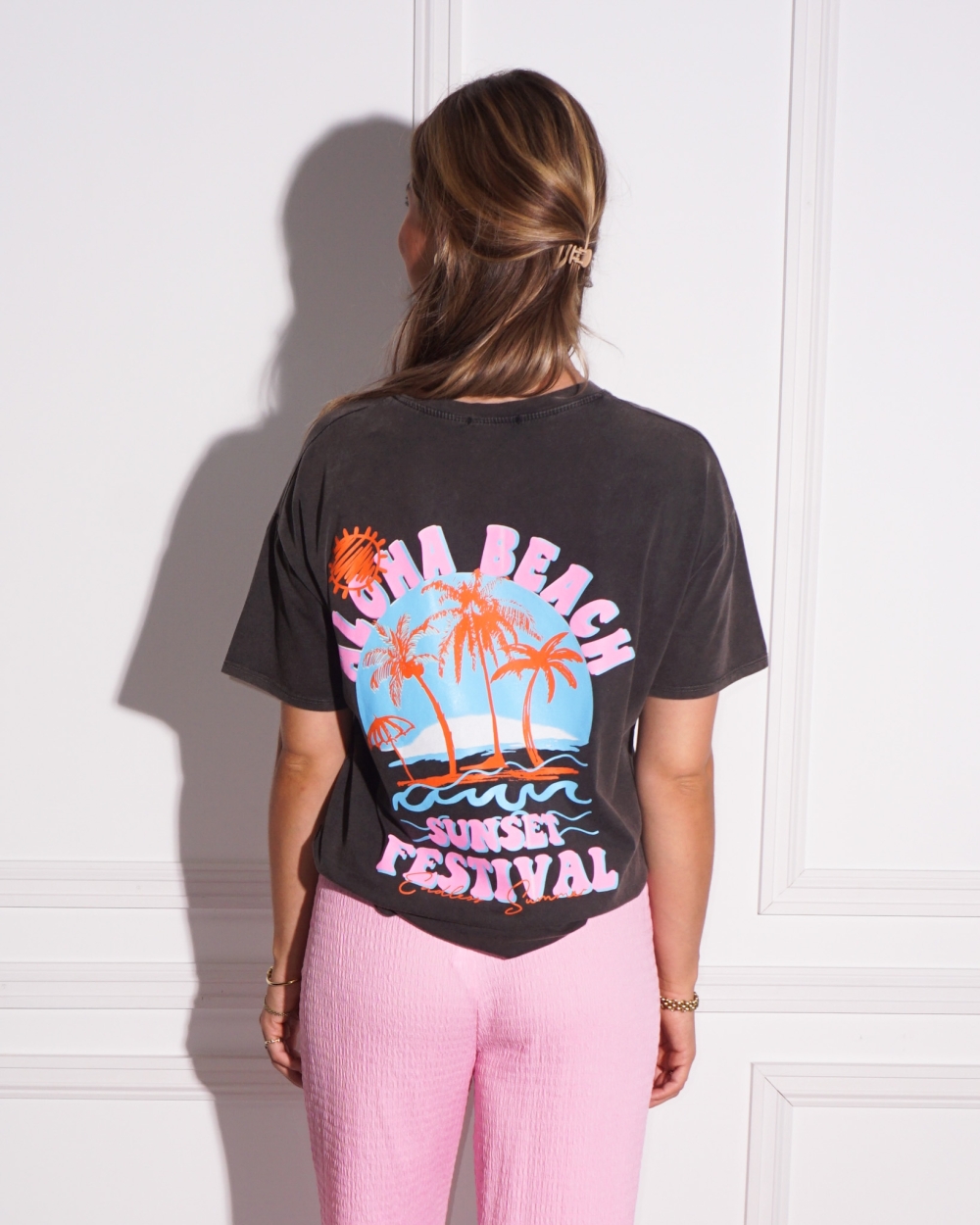 T-SHIRT ALOHA DONKERGRIJS
