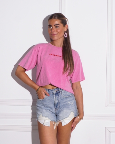 T-SHIRT OUT OF OFFICE ROZE