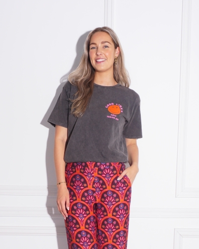 Gossip T-SHIRT GOOD VIBES GRIJS