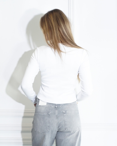 BASIC T-SHIRT MET LANGE MOUWEN WIT