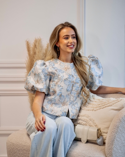 Gossip JACQUARD TOP LICHTBLAUW