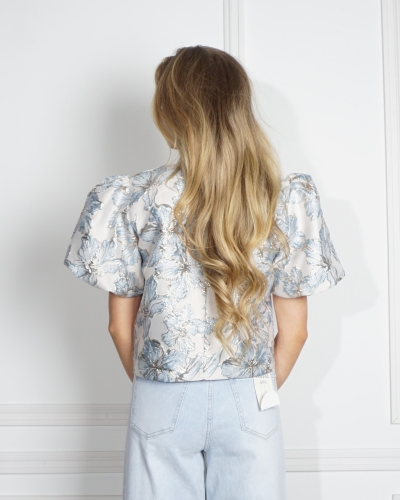 JACQUARD TOP LICHTBLAUW