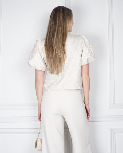 JACQUARD LEOPARD TOP BEIGE