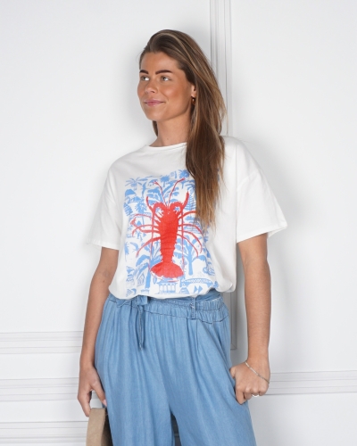 Gossip T-SHIRT LOBSTER BLAUW ROOD