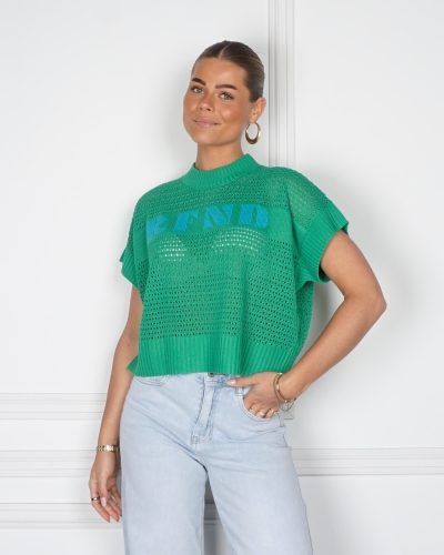 Refined Department BIANCA SPENCER TOP GROEN BLAUW