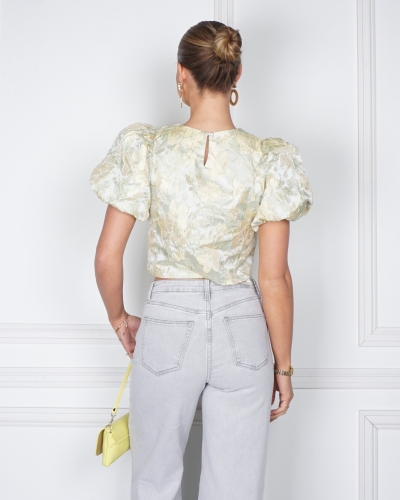 JACQUARD TOP LIVA GROEN
