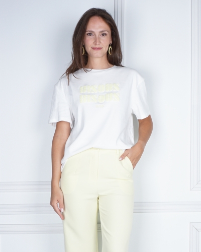 Gossip T-SHIRT BISOUS WIT/GEEL