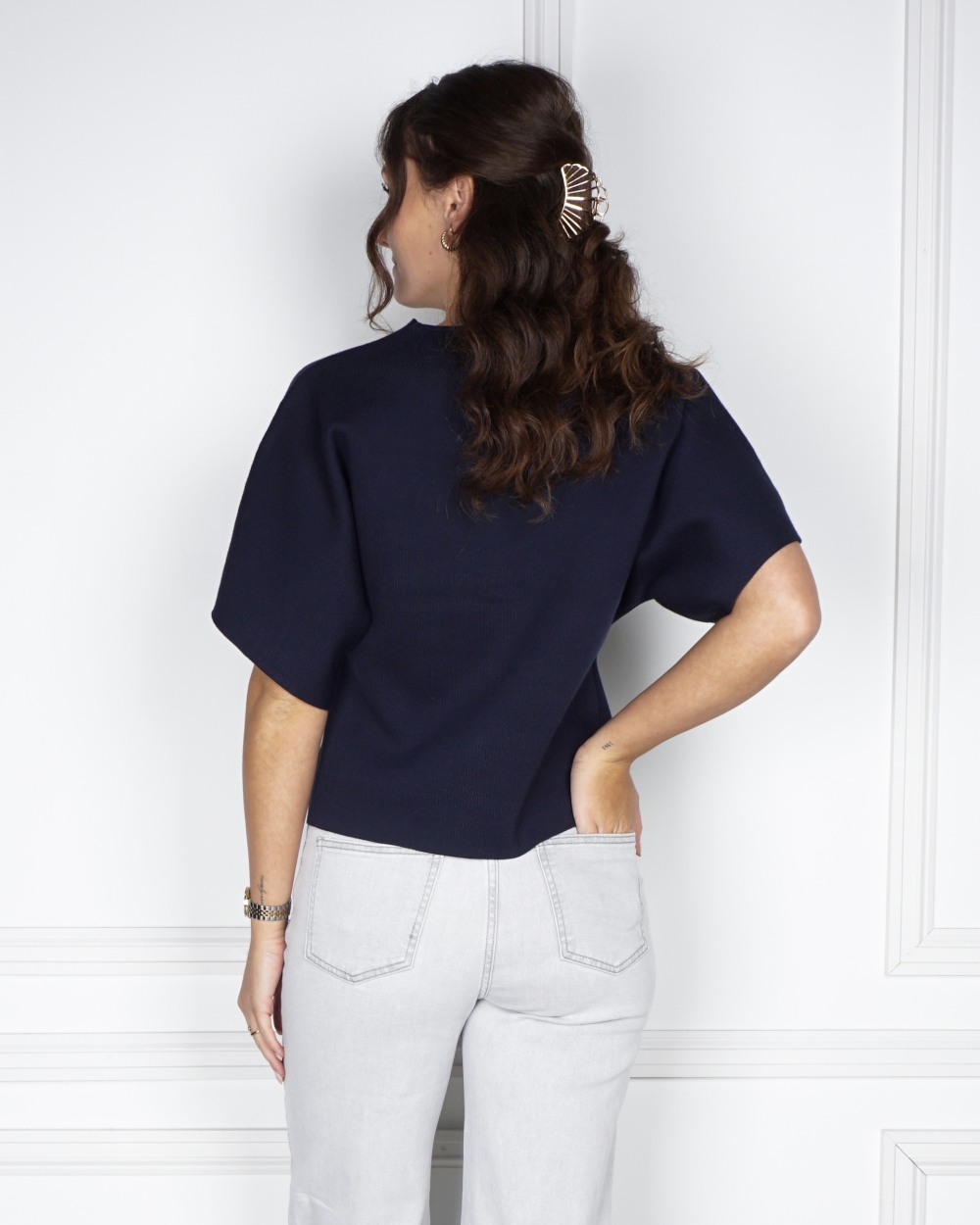 TOP GINA DONKERBLAUW