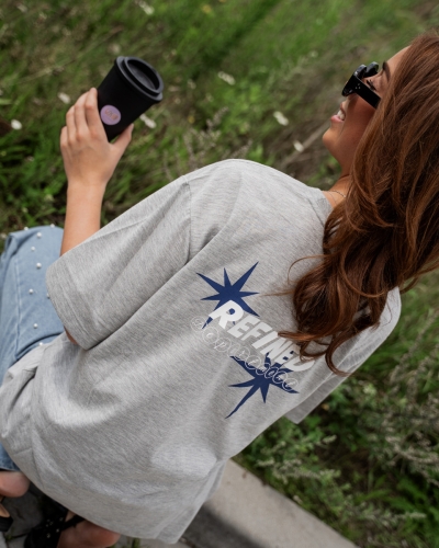 Refined Department MAGGY T-SHIRT GRIJS BLAUW