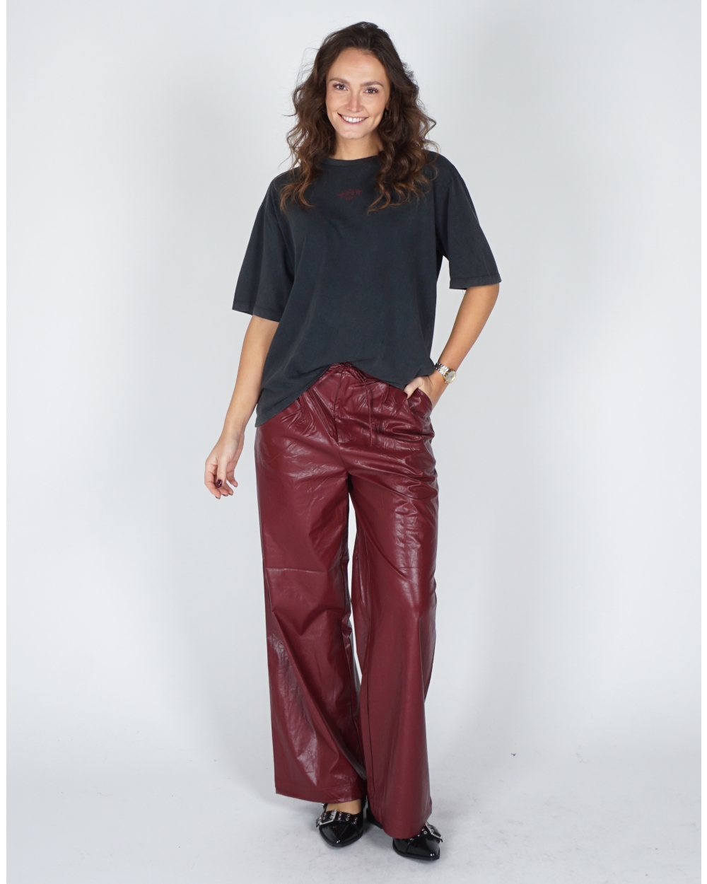 OVERSIZED T-SHIRT MAGGY GRIJS/ROOD