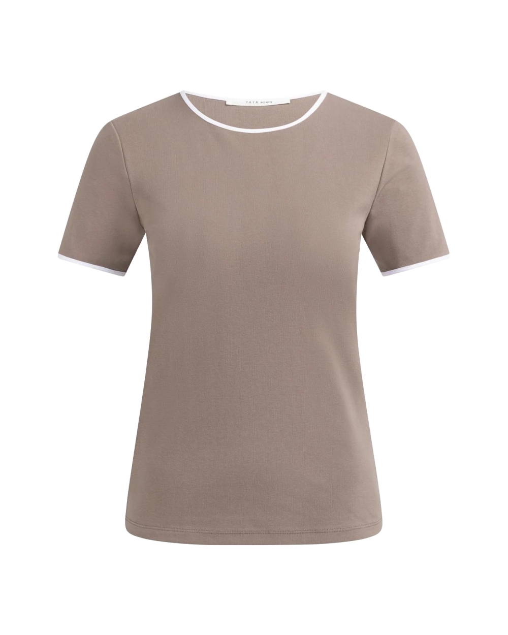 T-SHIRT MET CONTRASTERENDE BIES TAUPE