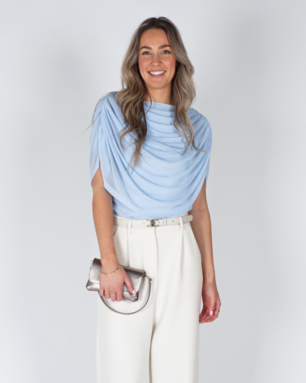 MESH TOP COTTUNA LICHTBLAUW