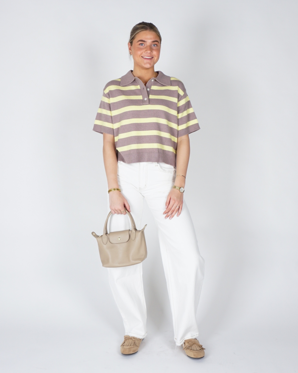 BOXY POLO KALLIE GEEL/TAUPE