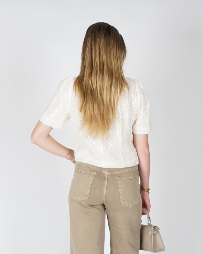 TOP MET PAILLETTEN ECRU