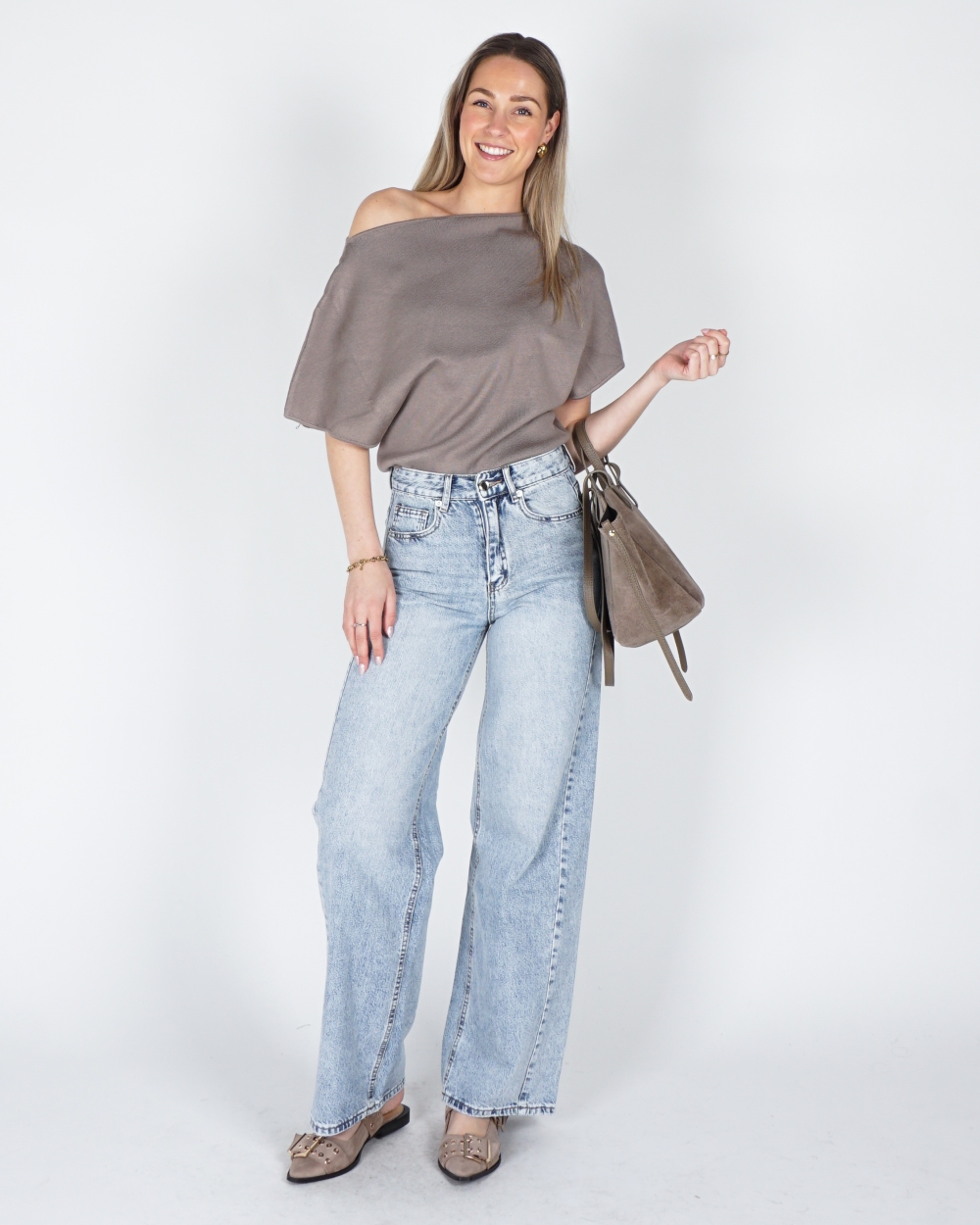 ONESHOULDER TOP TRIJNTJE TAUPE
