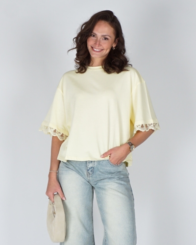My Jewellery Boxy tee with lace sleeves MJ16301