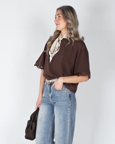 My Jewellery Boxy tee with lace sleeves MJ16301