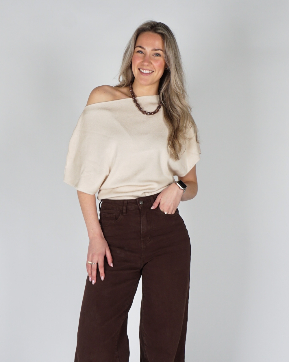 ONESHOULDER TOP TRIJNTJE BEIGE
