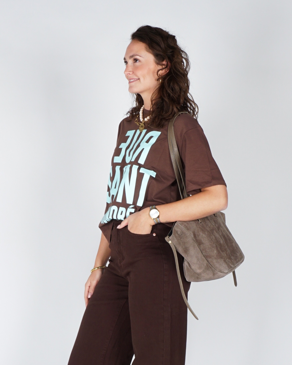 T-SHIRT RUE SAINT HONORE BRUIN/BLAUW
