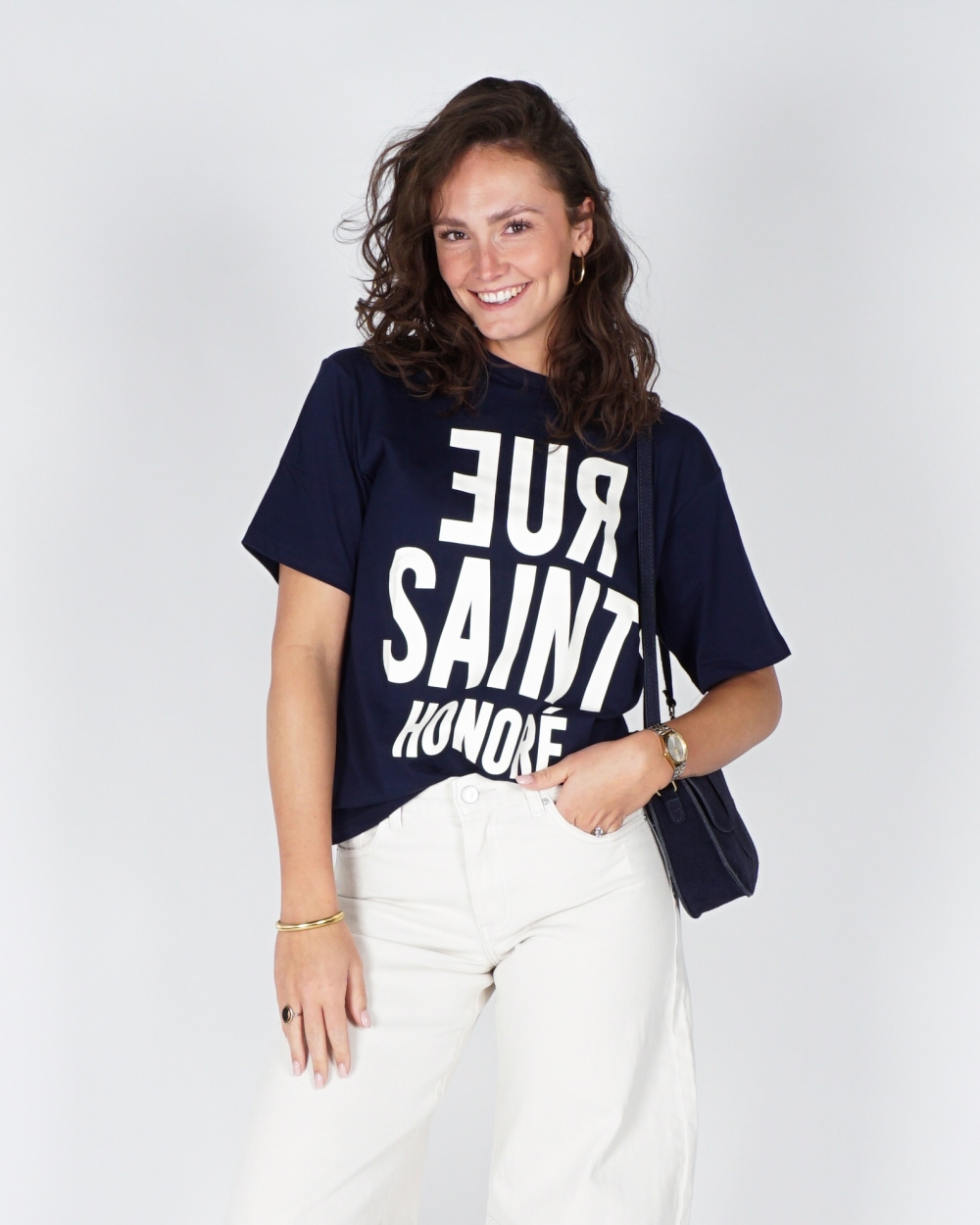 T-SHIRT RUE SAINT HONORE BLAUW/ WIT