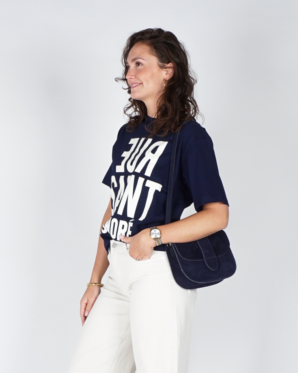 T-SHIRT RUE SAINT HONORE BLAUW/ WIT