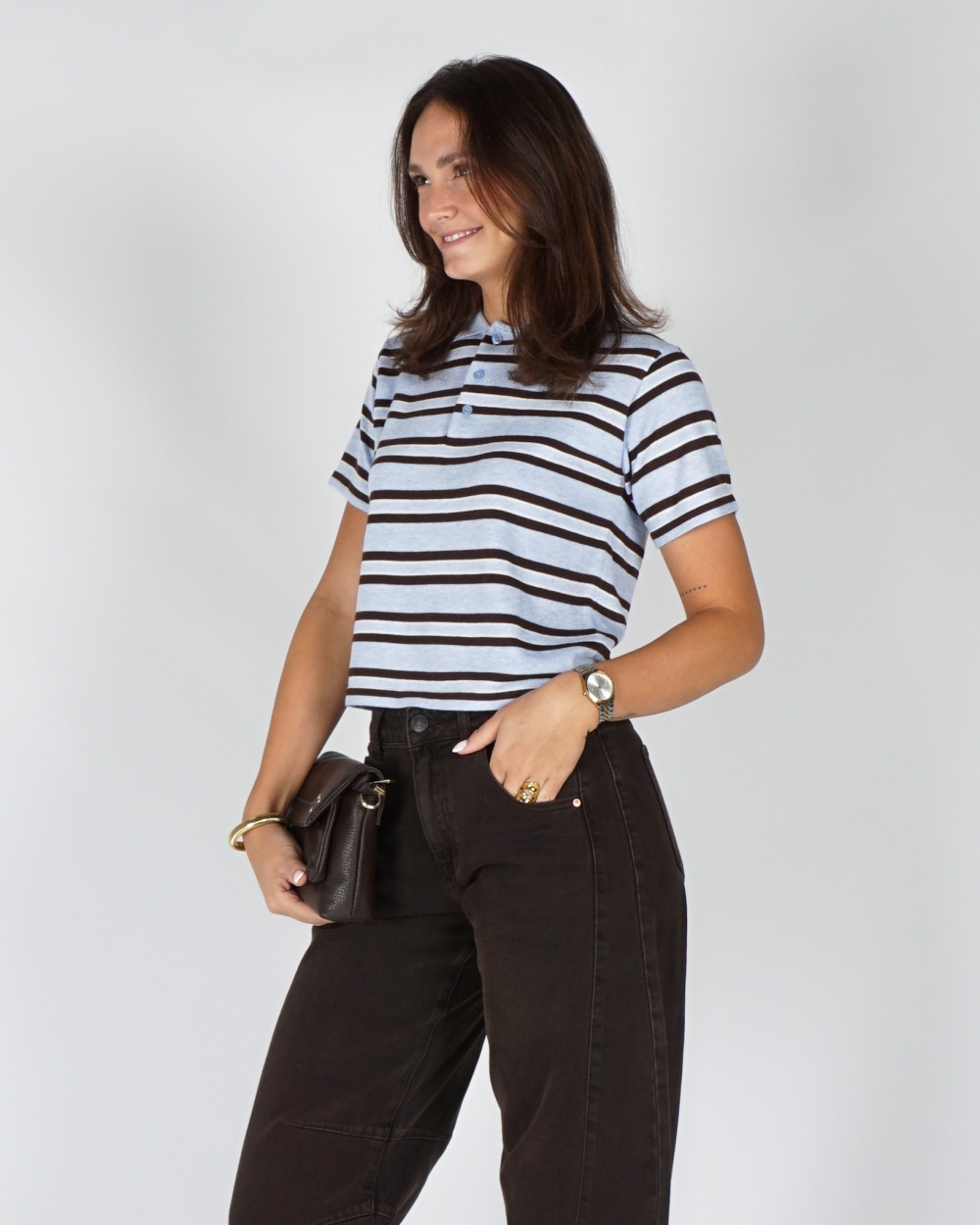 POLO MULANN GESTREEPT BLAUW BRUIN
