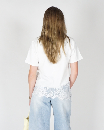 T-SHIRT MET KANT WIT 