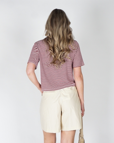 GESTREEPT T-SHIRT JANA WIT/ROOD