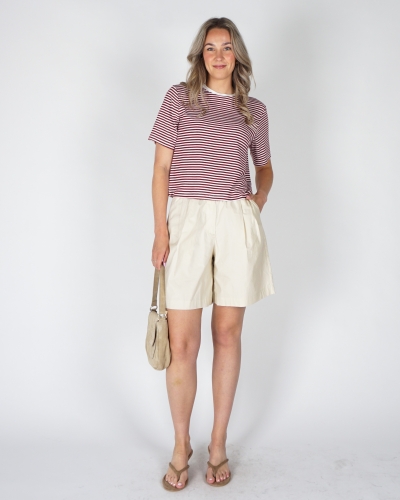 GESTREEPT T-SHIRT JANA WIT/ROOD