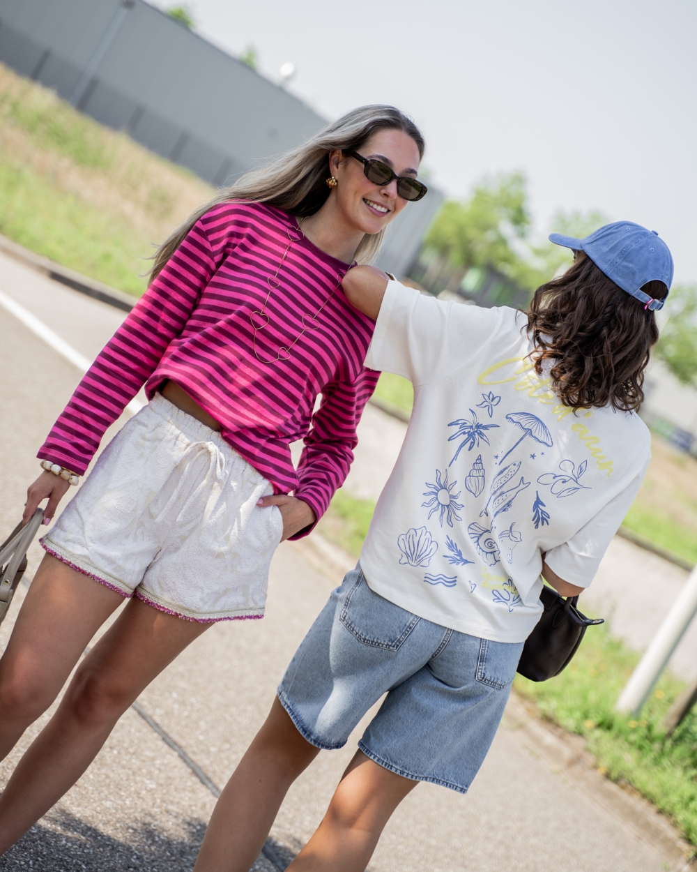 GESTREEPT T-SHIRT ROZE