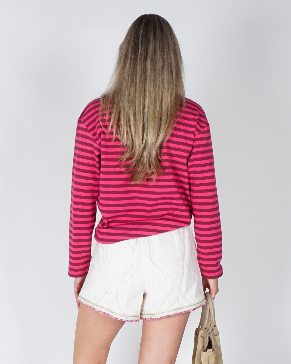 GESTREEPT T-SHIRT ROZE