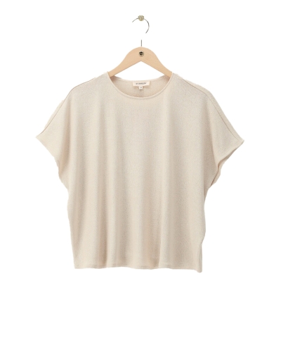 BEIGE OVERSIZED BASIC TOP MET KORTE MOUWEN ECRU