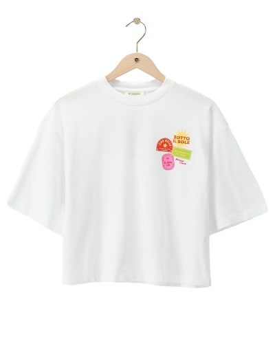 BOXY T-SHIRT 'SOTTO IL SOLEIL' WIT