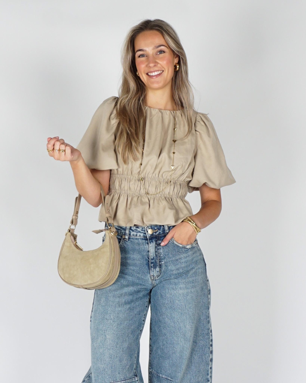 Gossip TOP MET BALLONFIT Beige