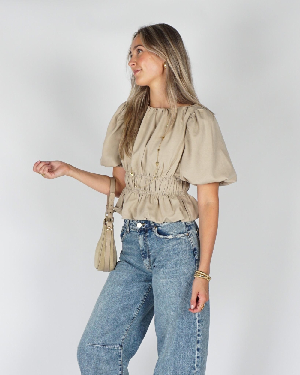 Gossip TOP MET BALLONFIT Beige