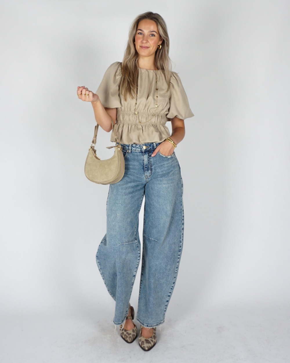 Gossip TOP MET BALLONFIT Beige