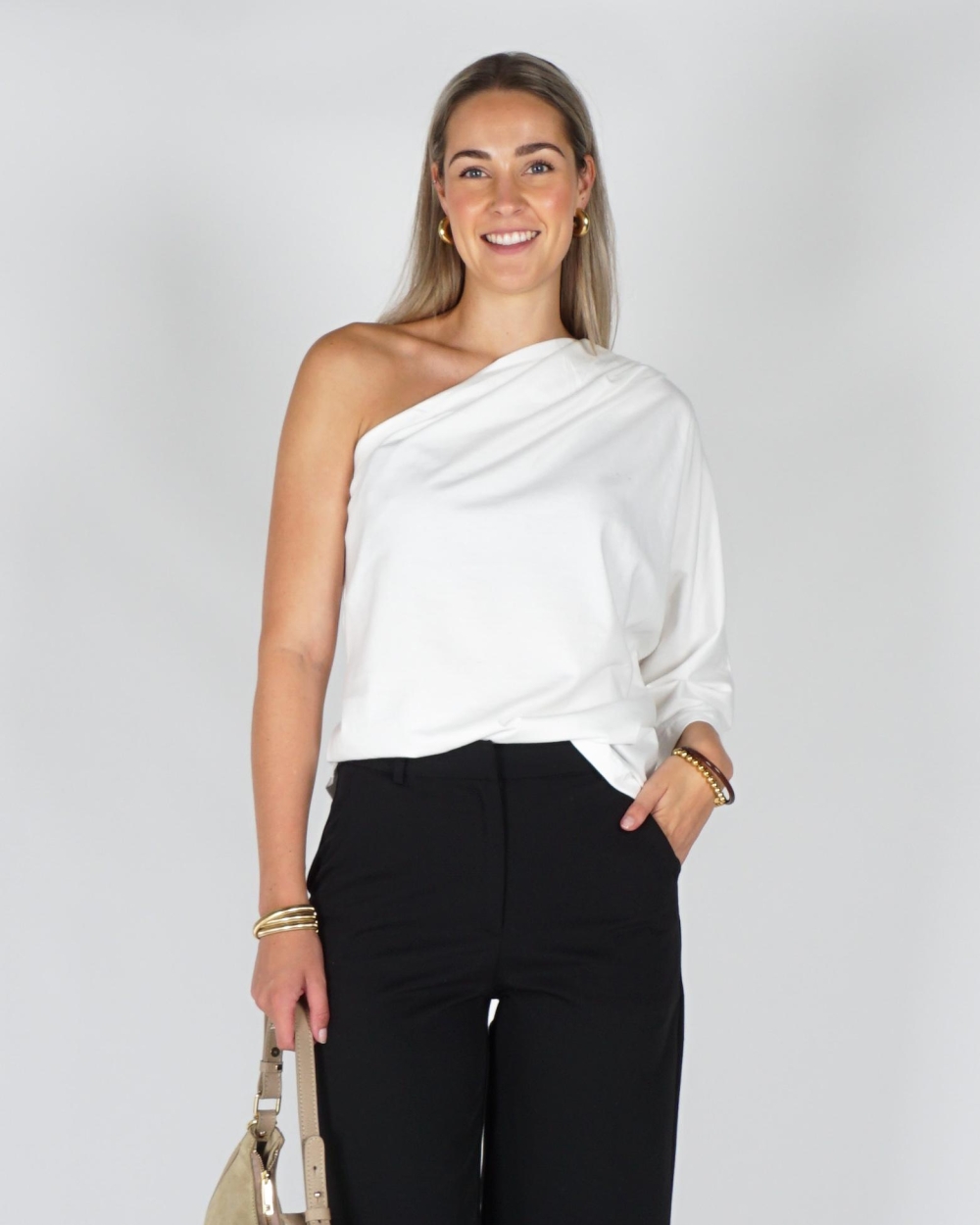 Gossip ONE SHOULDER SHIRT Wit