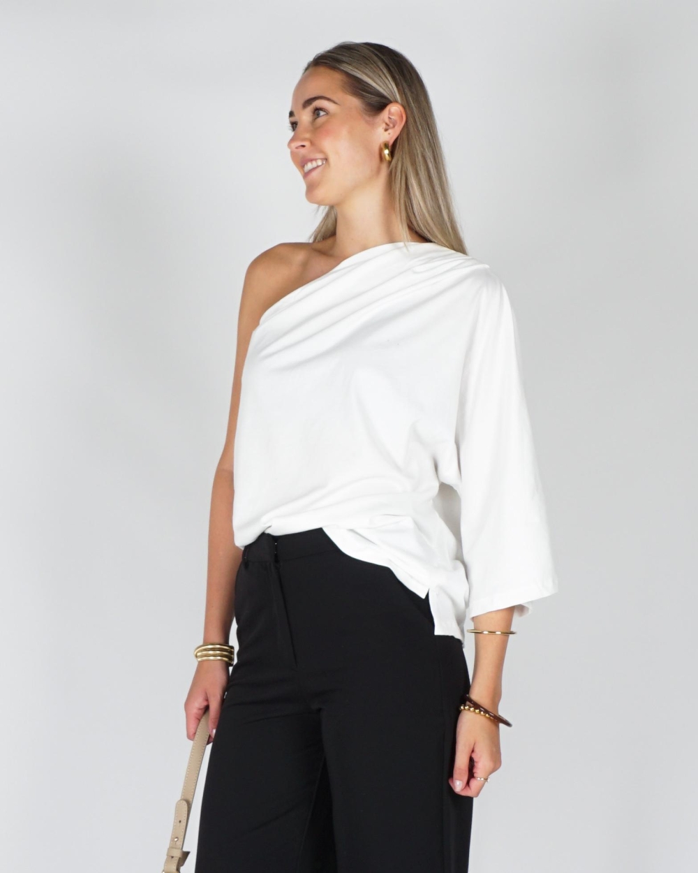 Gossip ONE SHOULDER SHIRT Wit