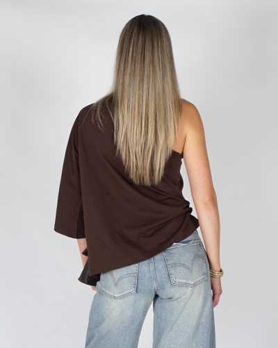 Gossip ONE SHOULDER SHIRT Donkerbruin