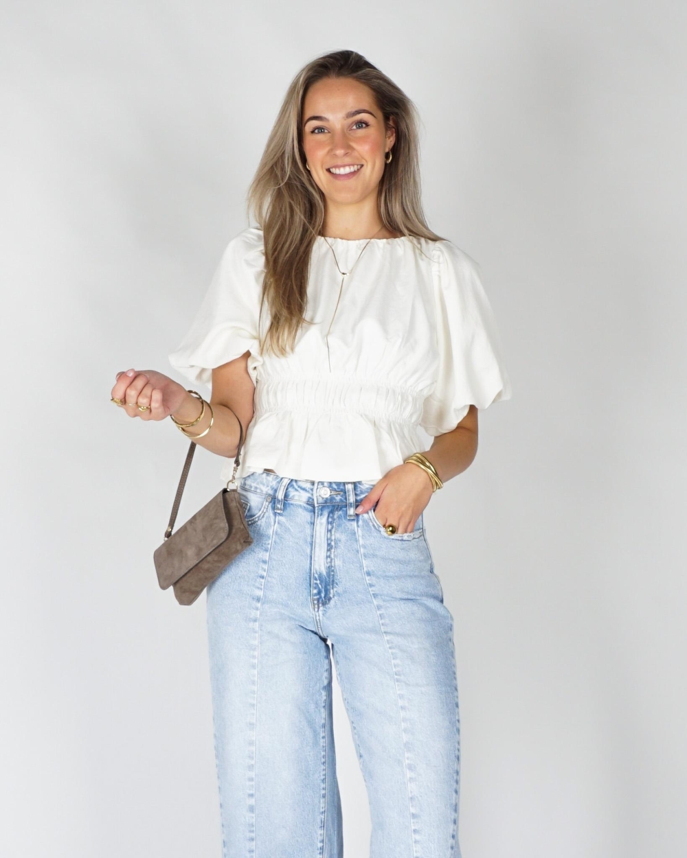 Gossip TOP MET BALLONFIT Ecru