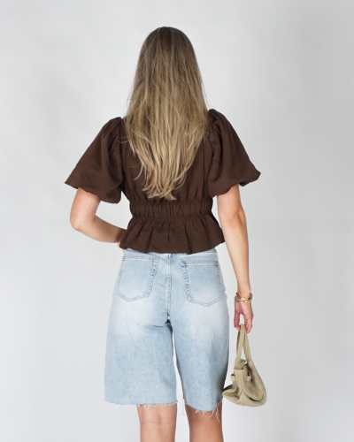 Gossip TOP MET BALLONFIT Donkerbruin