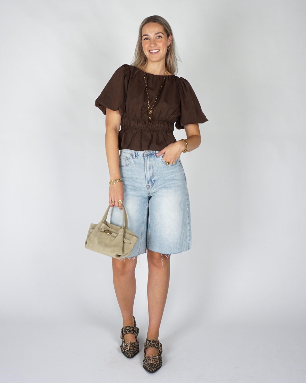 Gossip TOP MET BALLONFIT Donkerbruin
