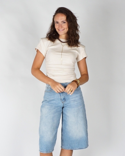 Gossip FITTED T-SHIRT SHOULDERPADS Beige