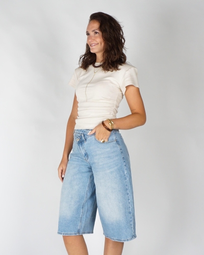 Gossip FITTED T-SHIRT SHOULDERPADS Beige