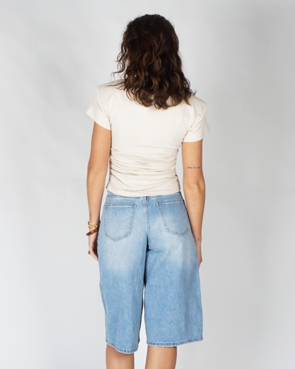 Gossip FITTED T-SHIRT SHOULDERPADS Beige