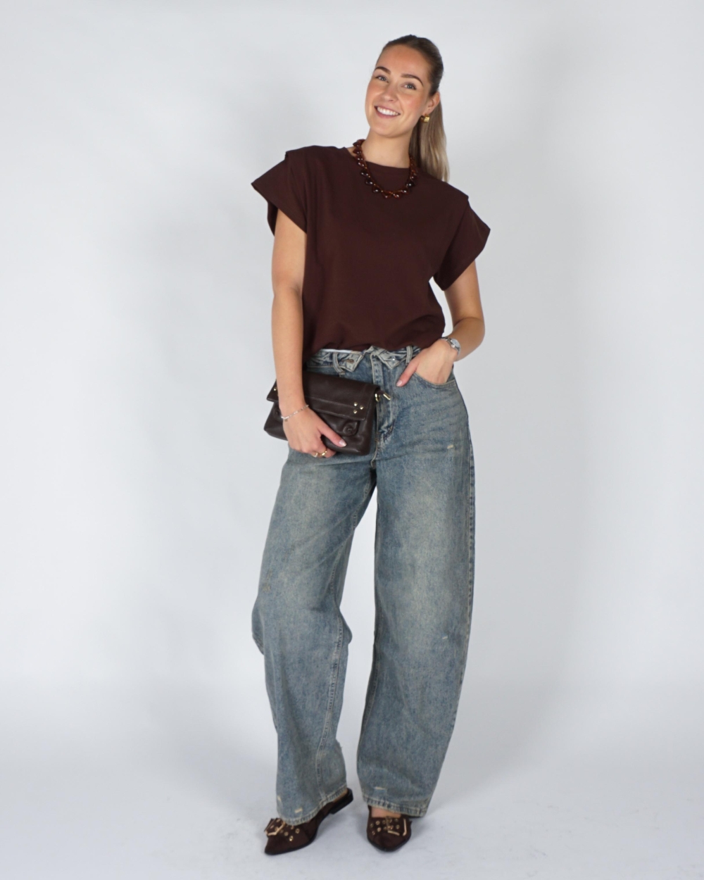 Gossip SHOULDERPAD T-SHIRT Bruin